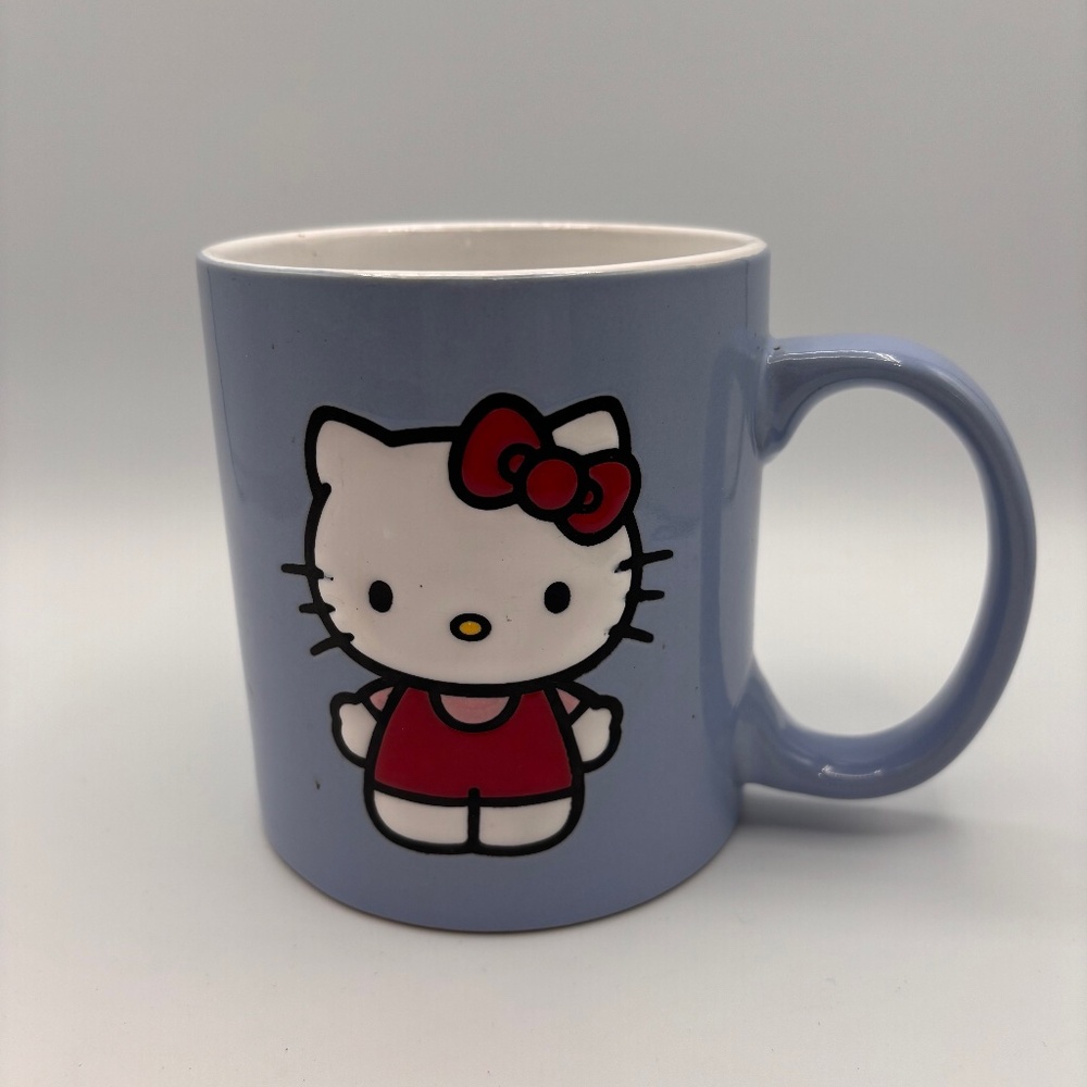 Sanrio Hello Kitty Cartoon Large Collectible Ceramic Coffee Mug White/Blue